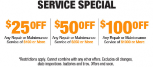 Service Special $25 - 100 OFF