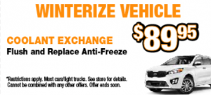 Winterize your vehicle $89.95